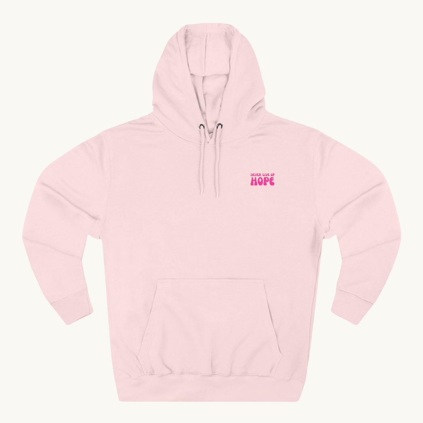 "never give up hope" pink hoodie